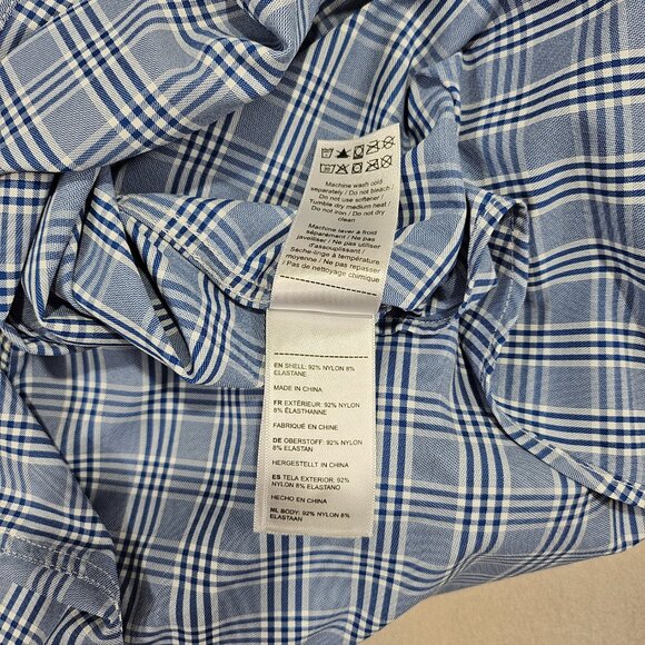 UNTUCKit Shirt Mens L Blue White Plaid Button Up Slim Fit Morisoli - Picture 8 of 10